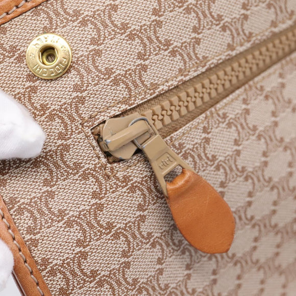 CELINE Macadam Canvas Clutch Bag PVC Beige Gold Auth ka6872