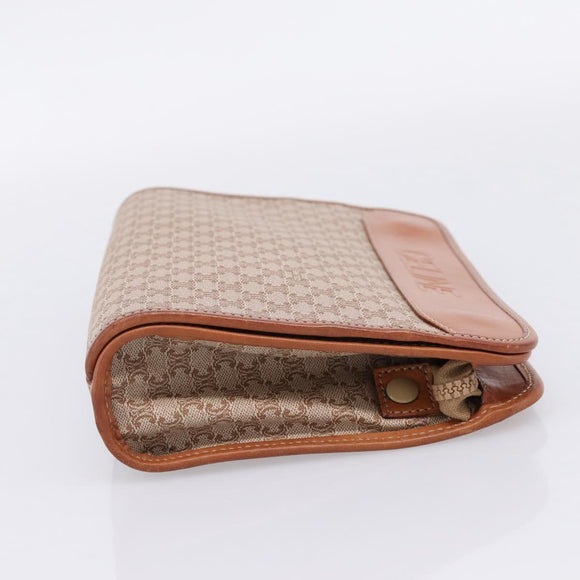 CELINE Macadam Canvas Clutch Bag PVC Beige Gold Auth ka6872