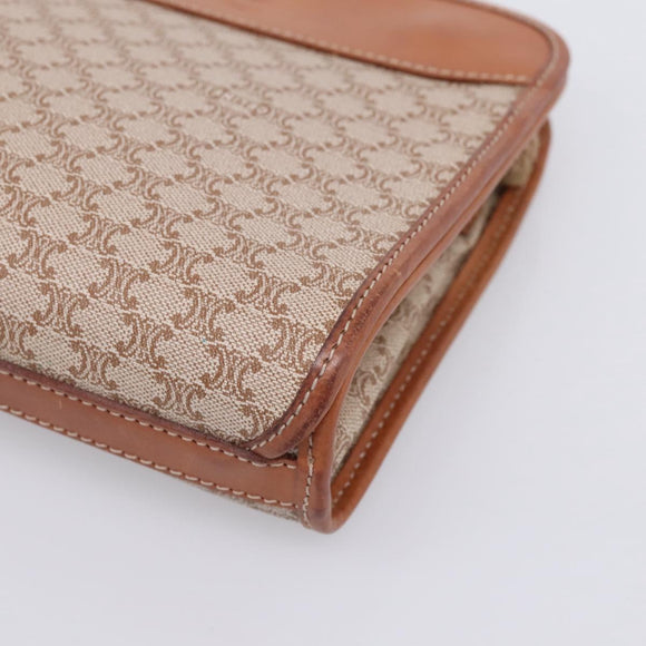 CELINE Macadam Canvas Clutch Bag PVC Beige Gold Auth ka6872