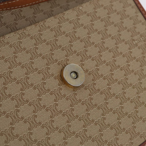 CELINE Macadam Canvas Shoulder Bag PVC Beige Gold Auth ka6873