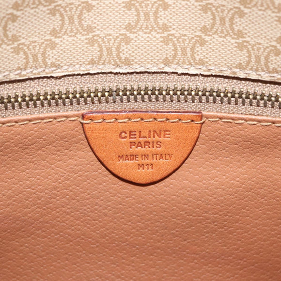 CELINE Macadam Canvas Shoulder Bag PVC Beige Gold Auth ka6873