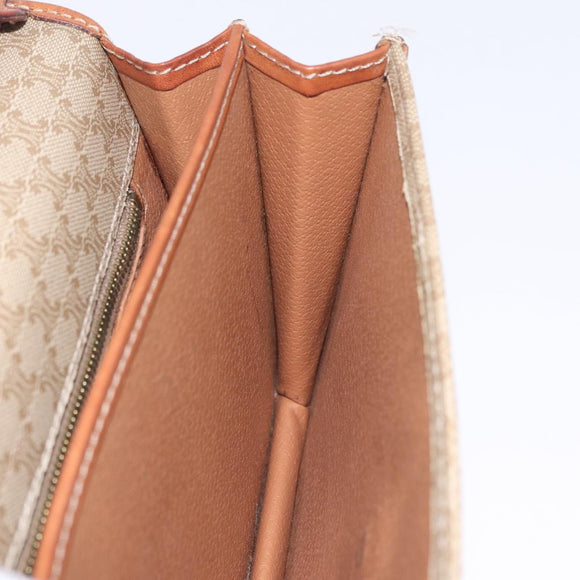CELINE Macadam Canvas Shoulder Bag PVC Beige Gold Auth ka6873