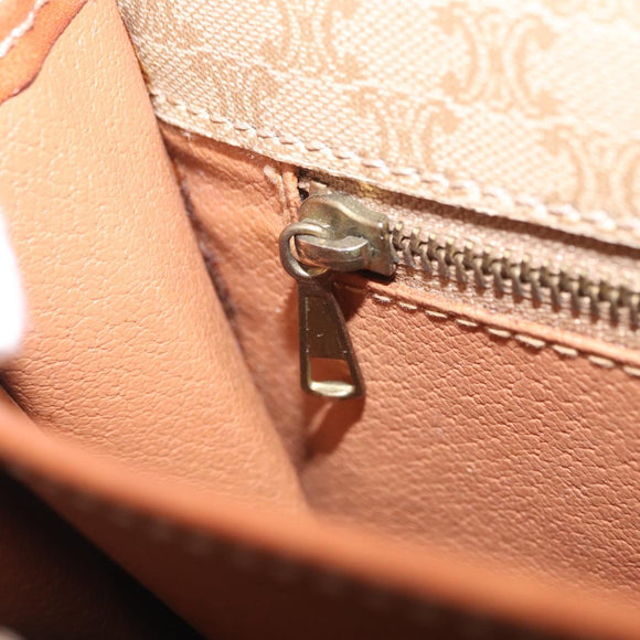 CELINE Macadam Canvas Shoulder Bag PVC Beige Gold Auth ka6873