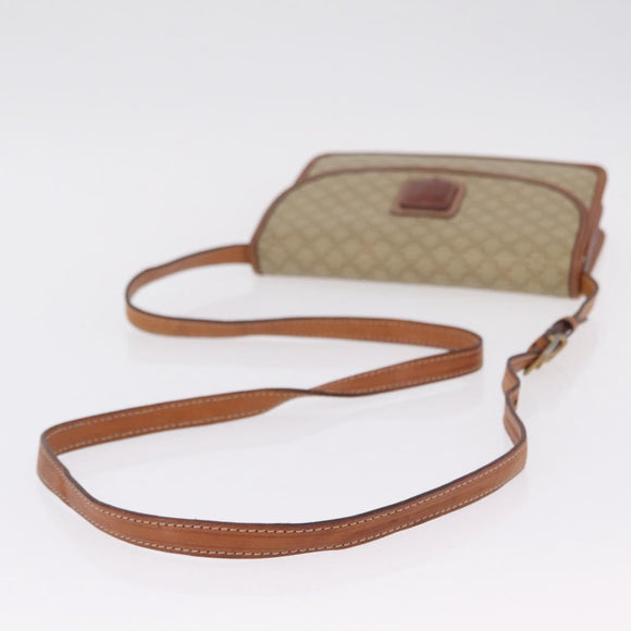 CELINE Macadam Canvas Shoulder Bag PVC Beige Gold Auth ka6873