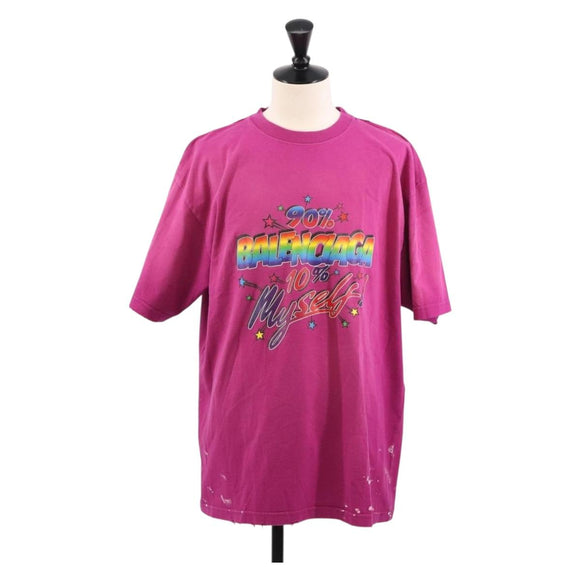 Balenciaga Rainbow Logo Large Fit Short-sleeved T-shirt Cotton S Auth ka6875A