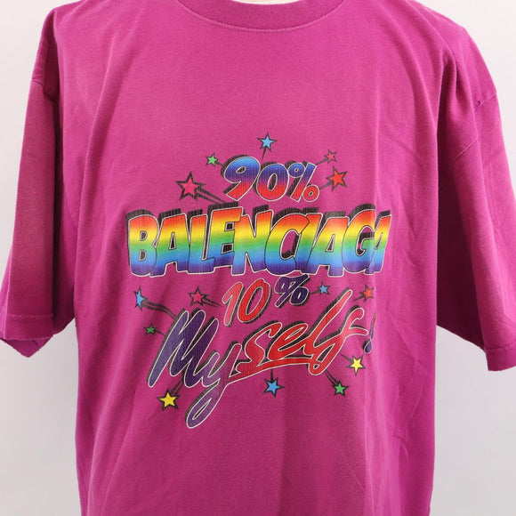 Balenciaga Rainbow Logo Large Fit Short-sleeved T-shirt Cotton S Auth ka6875A