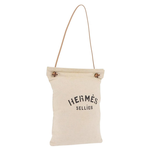 HERMES Aline Shoulder Bag Canvas Beige Auth ka6877