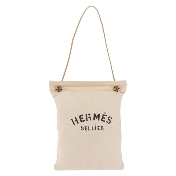 HERMES Aline Shoulder Bag Canvas Beige Auth ka6877