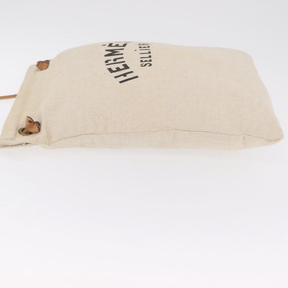 HERMES Aline Shoulder Bag Canvas Beige Auth ka6877