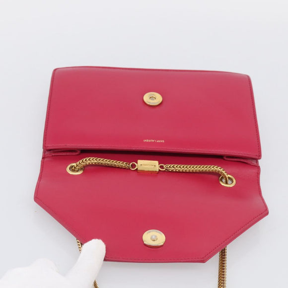 Saint Laurent Betty Chain Shoulder Bag Leather Pink Gold 314516 Auth ka6878A