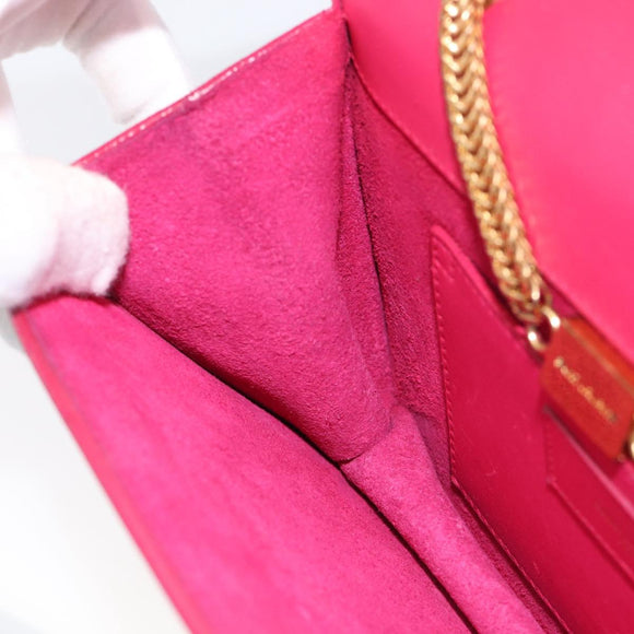 Saint Laurent Betty Chain Shoulder Bag Leather Pink Gold 314516 Auth ka6878A
