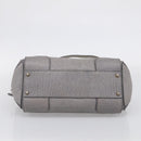 BURBERRY Hand Bag Leather 2way Gray Gold Auth ka6879-11