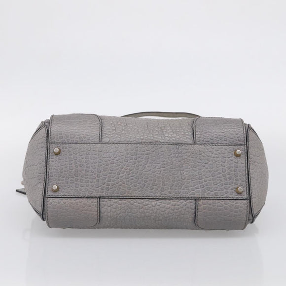 BURBERRY Hand Bag Leather 2way Gray Gold Auth ka6879