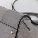 BURBERRY Hand Bag Leather 2way Gray Gold Auth ka6879-12