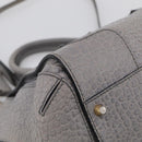 BURBERRY Hand Bag Leather 2way Gray Gold Auth ka6879-13
