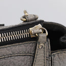 BURBERRY Hand Bag Leather 2way Gray Gold Auth ka6879-17