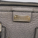 BURBERRY Hand Bag Leather 2way Gray Gold Auth ka6879-19