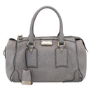 BURBERRY Hand Bag Leather 2way Gray Gold Auth ka6879-2