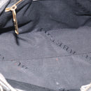 BURBERRY Hand Bag Leather 2way Gray Gold Auth ka6879-21