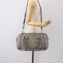BURBERRY Hand Bag Leather 2way Gray Gold Auth ka6879-27