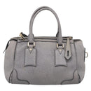 BURBERRY Hand Bag Leather 2way Gray Gold Auth ka6879-3