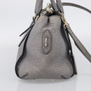 BURBERRY Hand Bag Leather 2way Gray Gold Auth ka6879-4