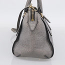 BURBERRY Hand Bag Leather 2way Gray Gold Auth ka6879-5
