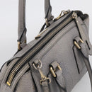 BURBERRY Hand Bag Leather 2way Gray Gold Auth ka6879-6