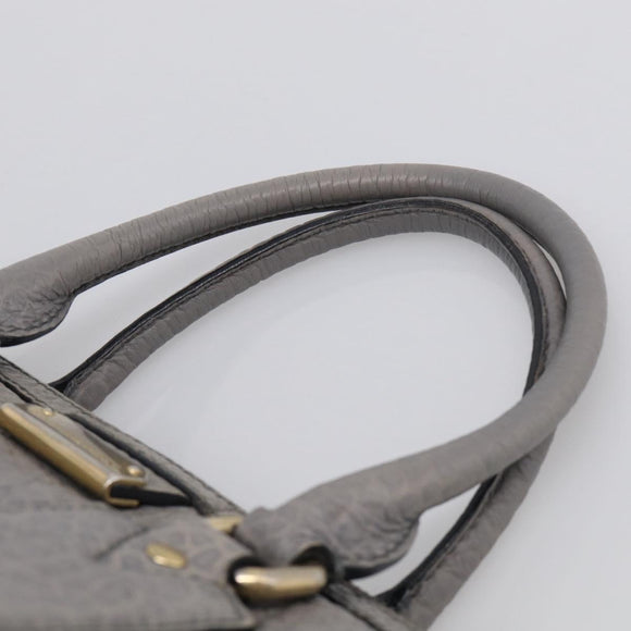 BURBERRY Hand Bag Leather 2way Gray Gold Auth ka6879