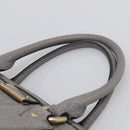 BURBERRY Hand Bag Leather 2way Gray Gold Auth ka6879-8