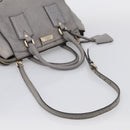 BURBERRY Hand Bag Leather 2way Gray Gold Auth ka6879-9