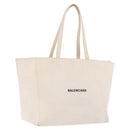 Balenciaga Everyday East West Tote Bag Canvas White Silver 618284 Auth ka6882-1