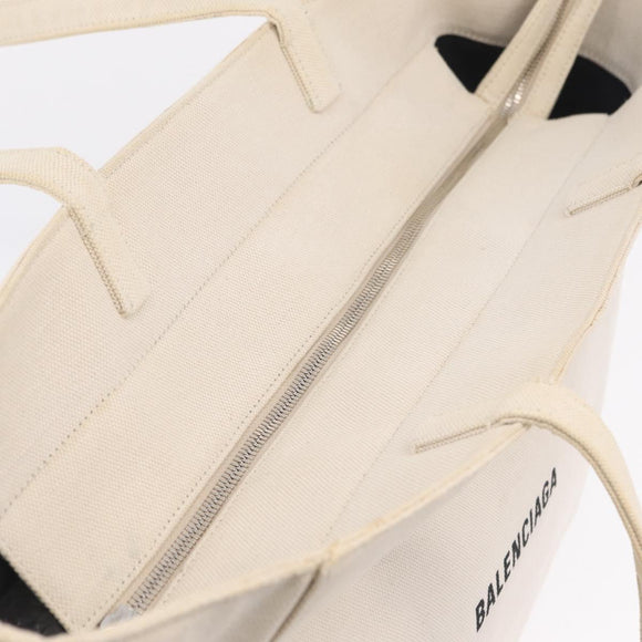 Balenciaga Everyday East West Tote Bag Canvas White Silver 618284 Auth ka6882