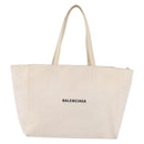 Balenciaga Everyday East West Tote Bag Canvas White Silver 618284 Auth ka6882-2