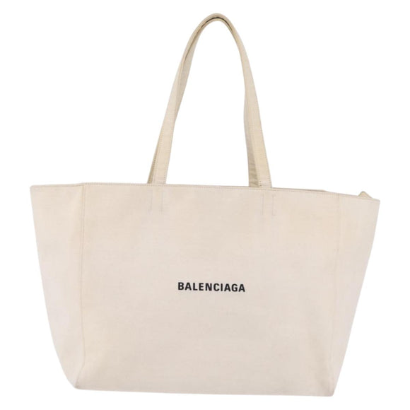 Balenciaga Everyday East West Tote Bag Canvas White Silver 618284 Auth ka6882