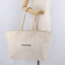 Balenciaga Everyday East West Tote Bag Canvas White Silver 618284 Auth ka6882-27