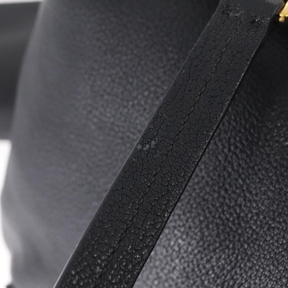 Miu Miu Tote Bag Leather Black Gold Auth ka6883V