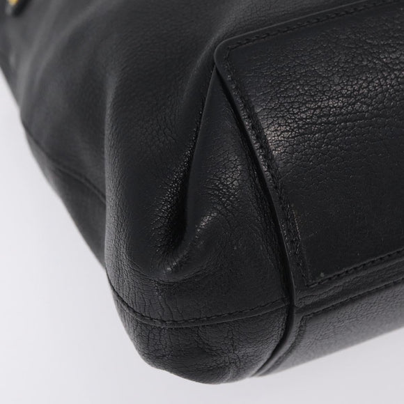 Miu Miu Tote Bag Leather Black Gold Auth ka6883V