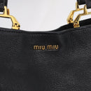 Miu Miu Tote Bag Leather Black Gold Auth ka6883V-18