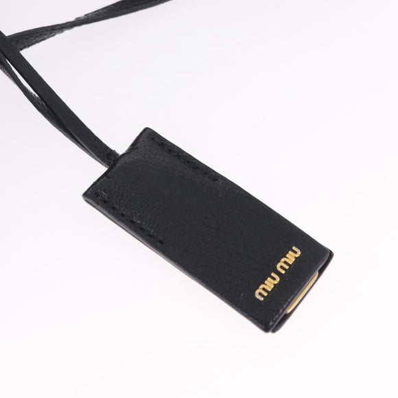 Miu Miu Tote Bag Leather Black Gold Auth ka6883V