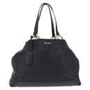 Miu Miu Tote Bag Leather Black Gold Auth ka6883V-2