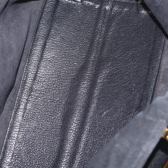 Miu Miu Tote Bag Leather Black Gold Auth ka6883V