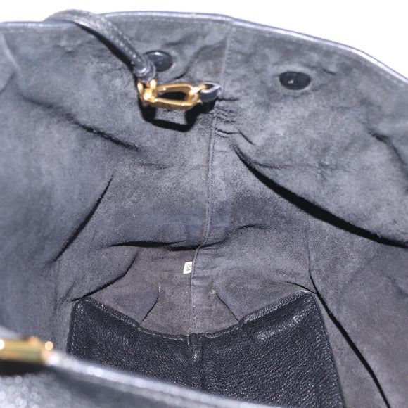 Miu Miu Tote Bag Leather Black Gold Auth ka6883V