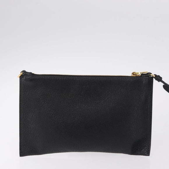 Miu Miu Tote Bag Leather Black Gold Auth ka6883V