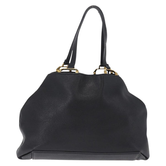 Miu Miu Tote Bag Leather Black Gold Auth ka6883V