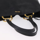 Miu Miu Tote Bag Leather Black Gold Auth ka6883V-9