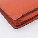 FENDI Celeria Clutch Bag Leather Orange Silver Auth ka6886-11