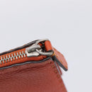 FENDI Celeria Clutch Bag Leather Orange Silver Auth ka6886-12