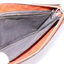 FENDI Celeria Clutch Bag Leather Orange Silver Auth ka6886-16