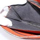 FENDI Celeria Clutch Bag Leather Orange Silver Auth ka6886-17